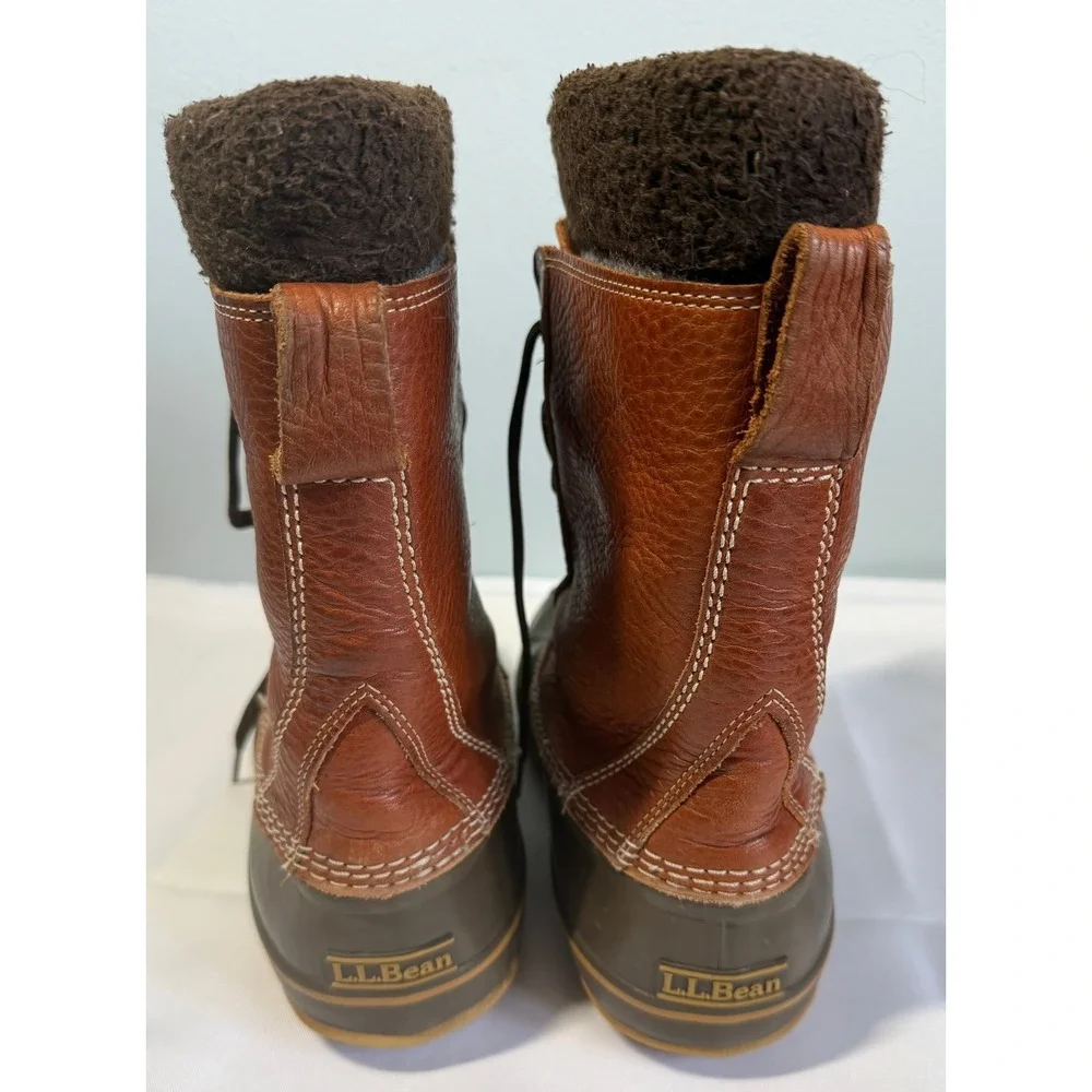 L.L. Bean Brown Leather and Olive Rubber Duck Boots